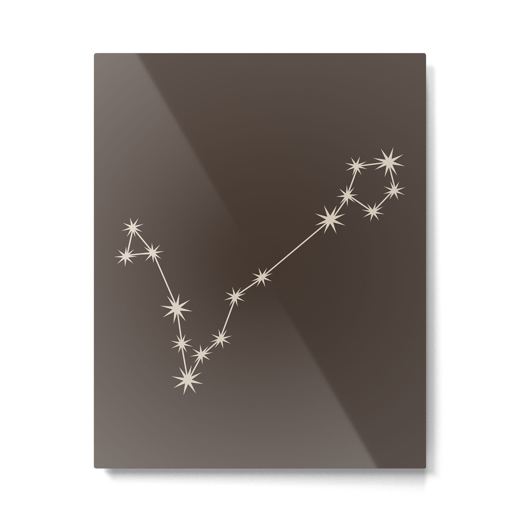 Pisces Zodiac Star Constellation Line Art Coffee Brown Metal Print Gallery Image 6