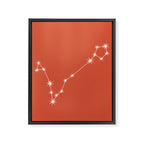 Pisces Zodiac Star Constellation Line Art Coral Red Framed Canvas Print Gallery Image 8