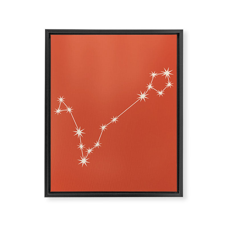 Pisces Zodiac Star Constellation Line Art Coral Red Framed Canvas Print Gallery Image 8