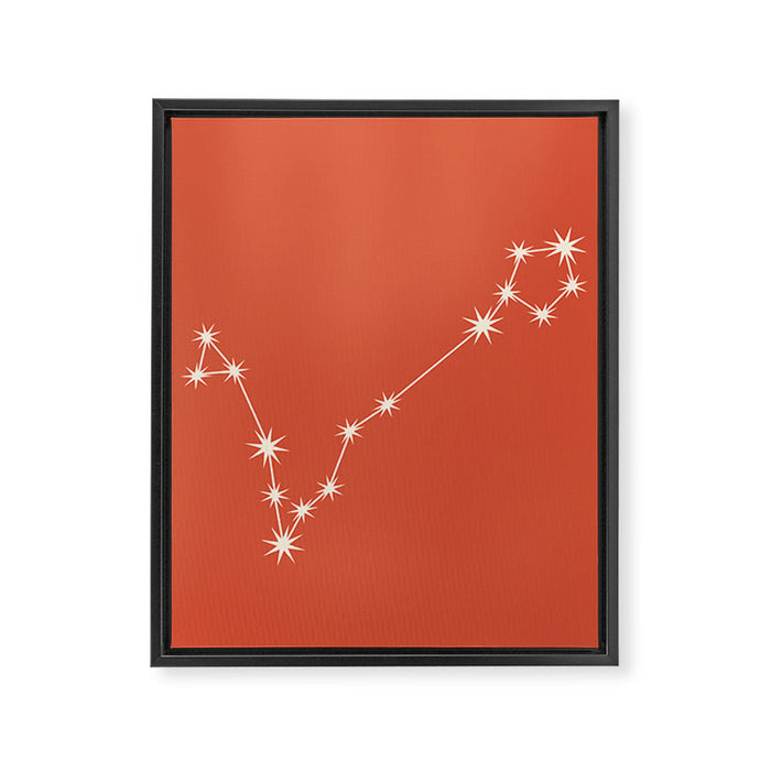 Pisces Zodiac Star Constellation Line Art Coral Red Framed Canvas Print Gallery Image 1