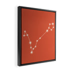 Pisces Zodiac Star Constellation Line Art Coral Red Framed Canvas Print Gallery Image 2