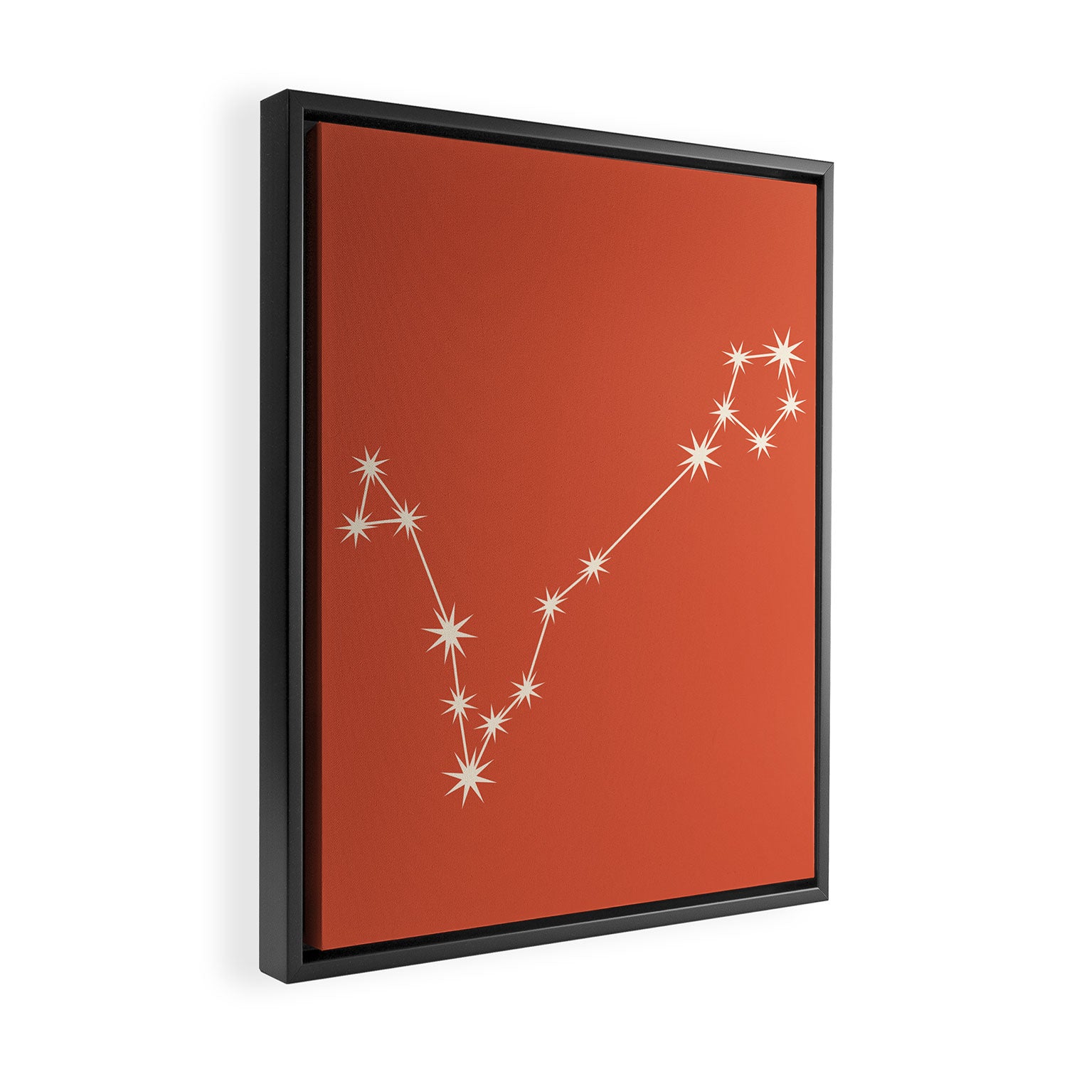 Pisces Zodiac Star Constellation Line Art Coral Red Framed Canvas Print Gallery Image 2