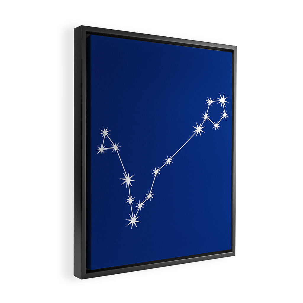 Pisces Zodiac Star Constellation Line Art Dark Blue Framed Canvas Print Gallery Image 2