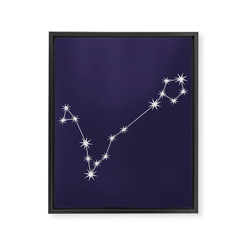 Pisces Zodiac Star Constellation Line Art Dark Purple Framed Canvas Print Gallery Image 8