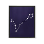 Pisces Zodiac Star Constellation Line Art Dark Purple Framed Canvas Print Gallery Image 8
