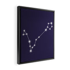 Pisces Zodiac Star Constellation Line Art Dark Purple Framed Canvas Print Gallery Image 2