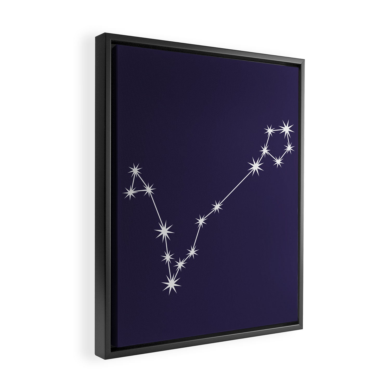 Pisces Zodiac Star Constellation Line Art Dark Purple Framed Canvas Print Gallery Image 2