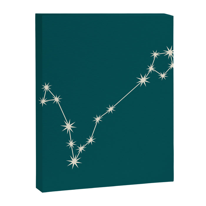 Pisces Zodiac Star Constellation Line Art Deep Teal Canvas Print Gallery Image 1