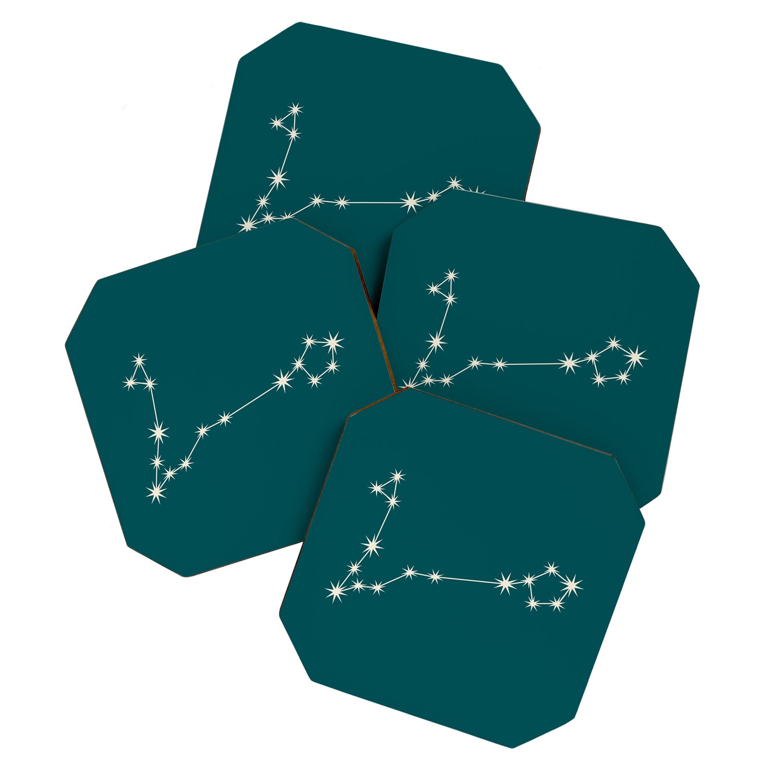 Pisces Zodiac Star Constellation Line Art Deep Teal Coaster Gallery Image 1
