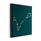 Pisces Zodiac Star Constellation Line Art Deep Teal Framed Canvas Print Gallery Image 2