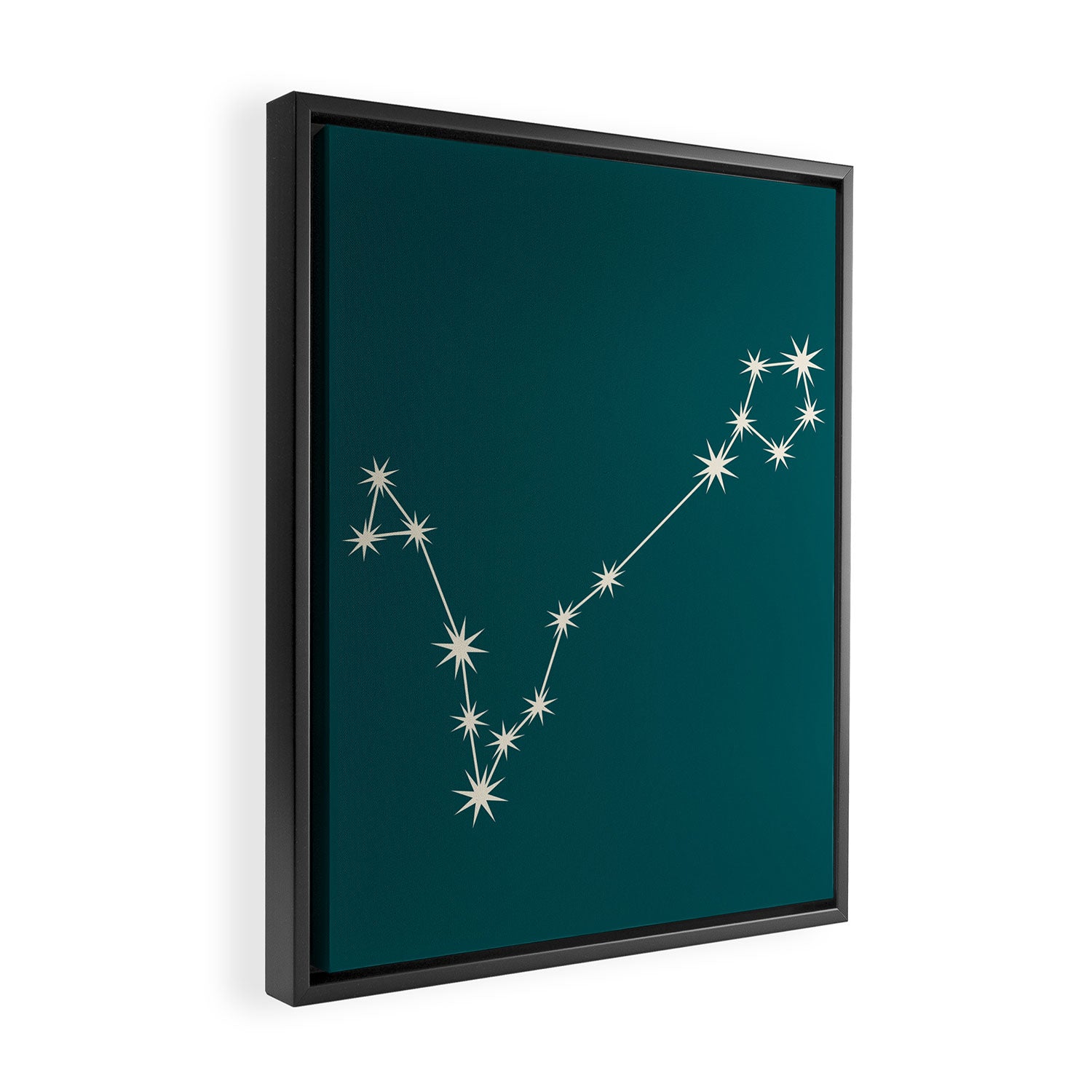 Pisces Zodiac Star Constellation Line Art Deep Teal Framed Canvas Print Gallery Image 2
