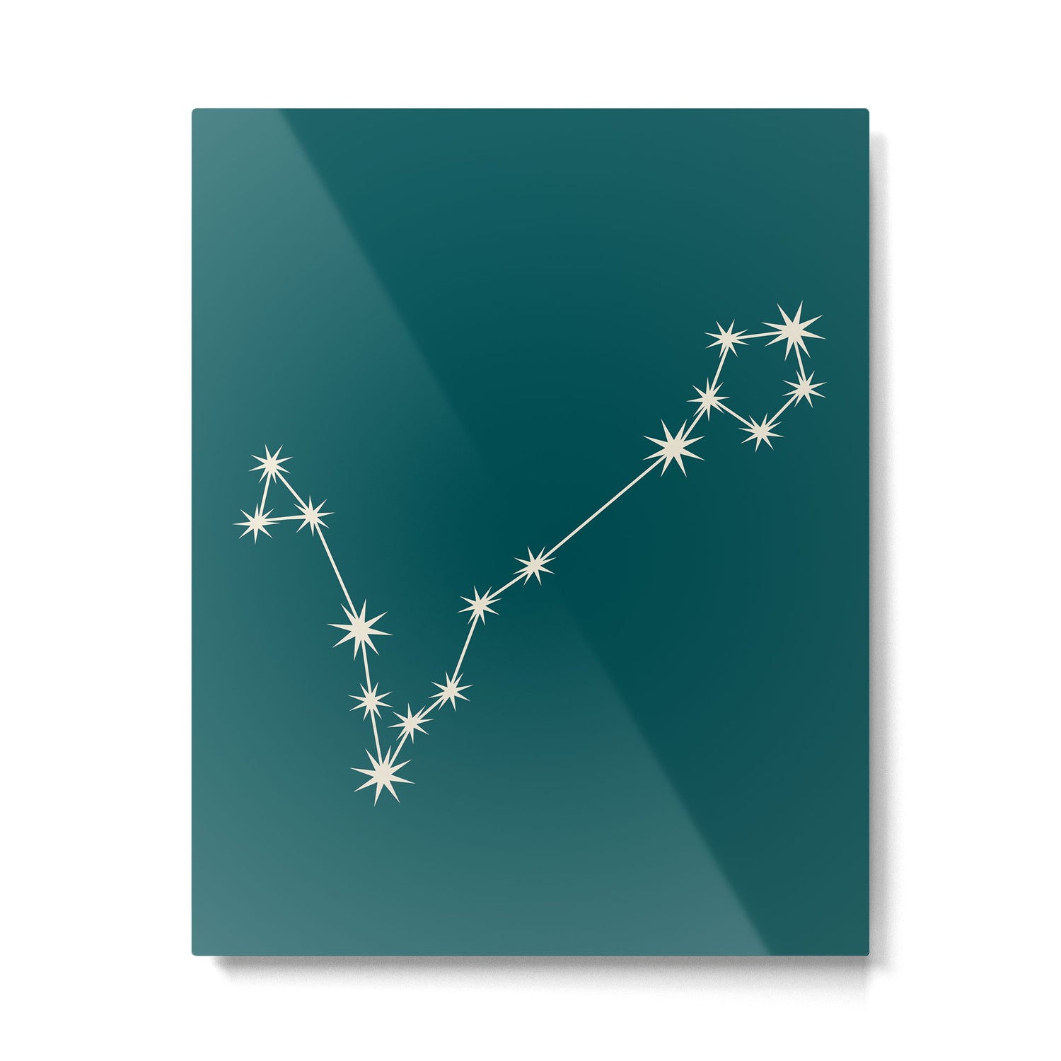 Pisces Zodiac Star Constellation Line Art Deep Teal Metal Print Gallery Image 6