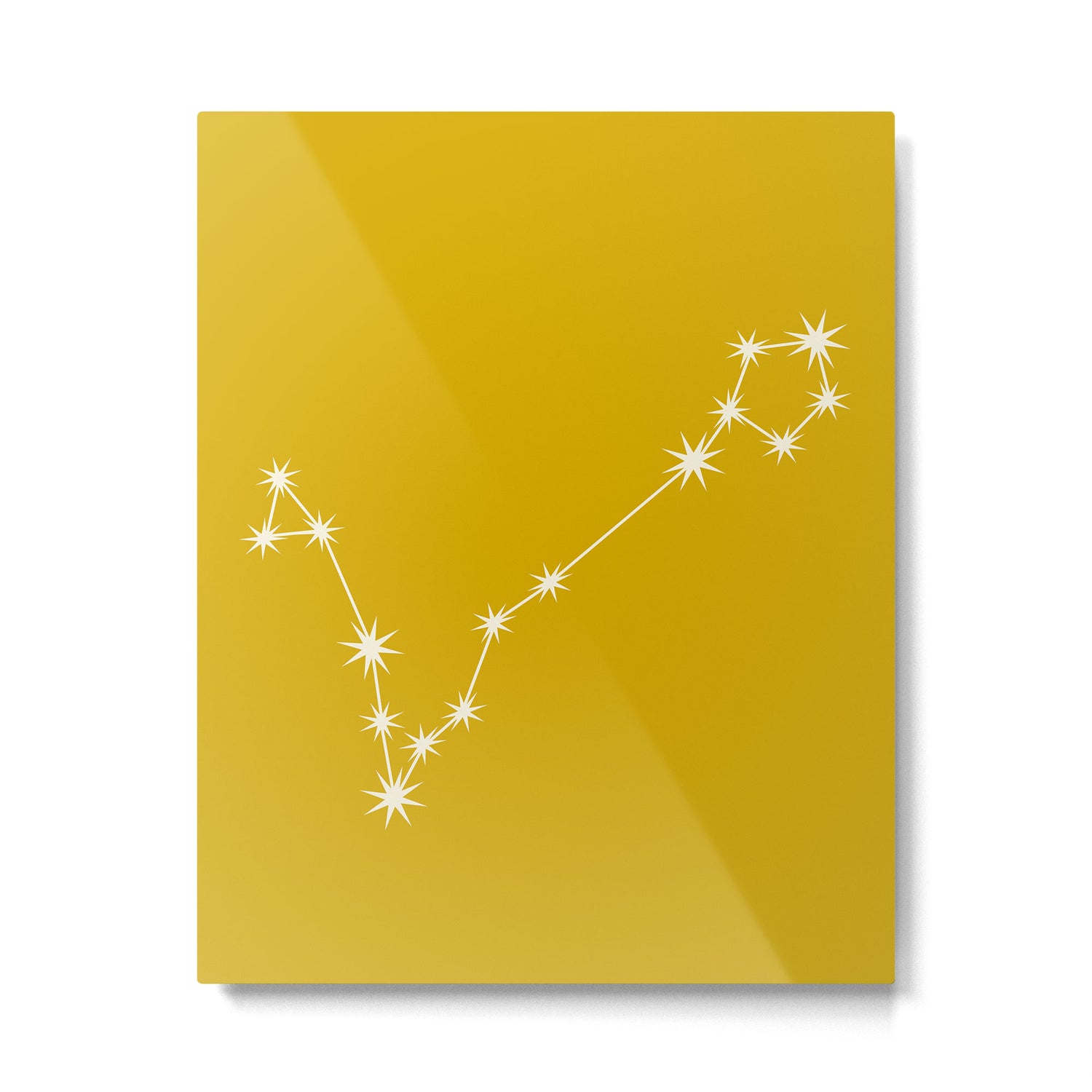 Pisces Zodiac Star Constellation Line Art Golden Yellow Metal Print Gallery Image 6