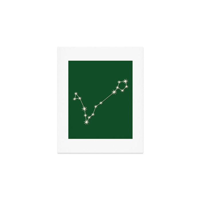 Pisces Zodiac Star Constellation Line Art Green Art Print Gallery Image 1