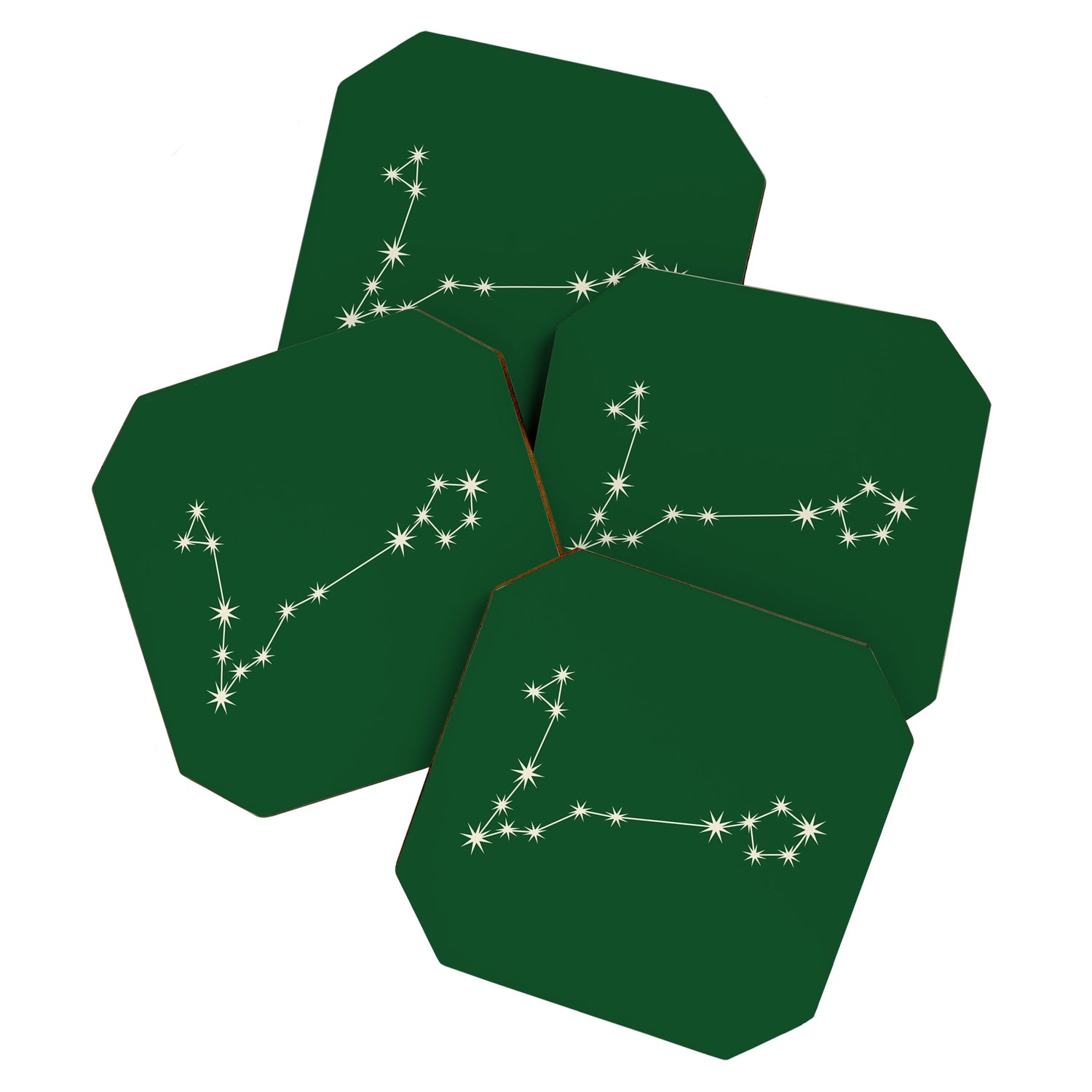 Pisces Zodiac Star Constellation Line Art Green Coaster Gallery Image 1