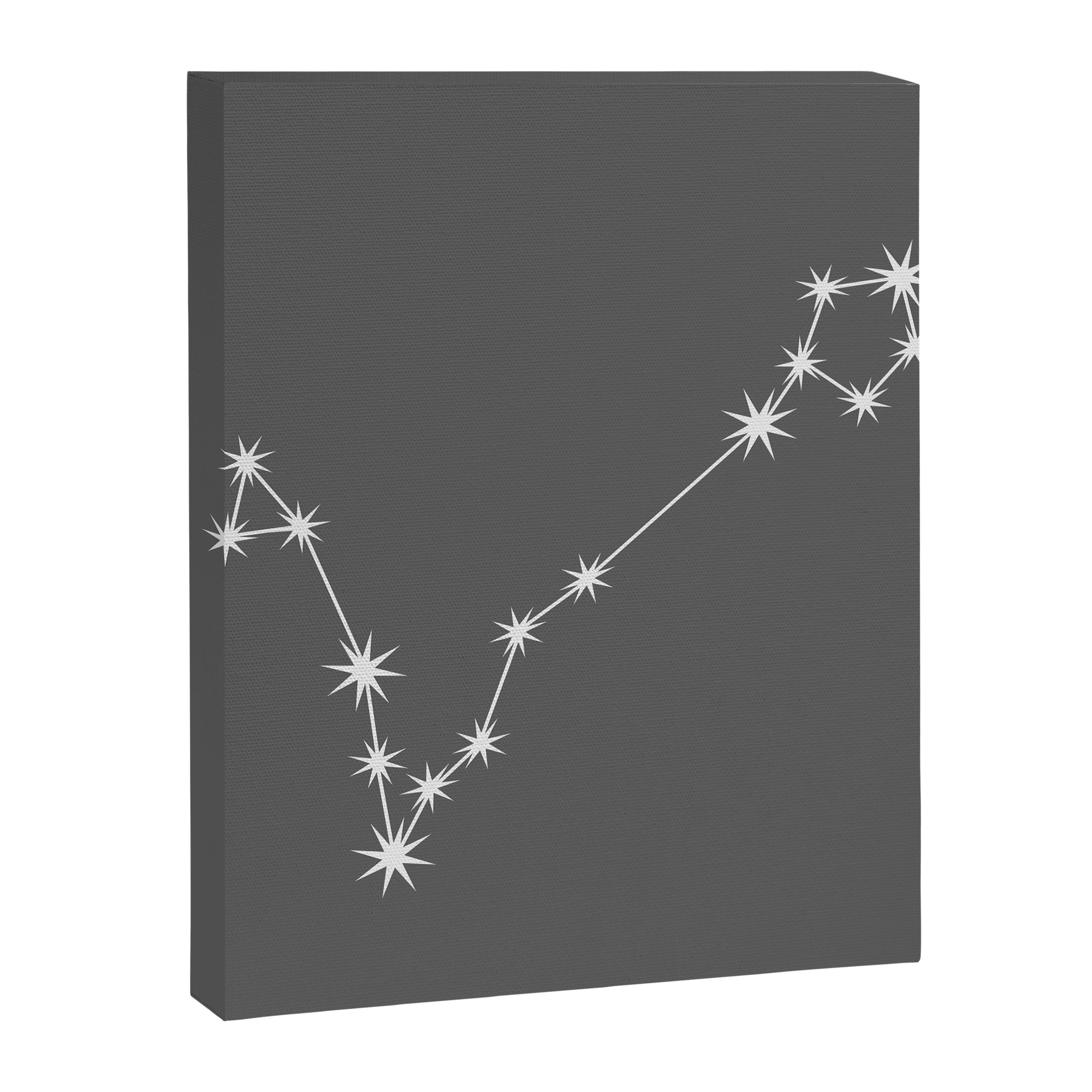 Pisces Zodiac Star Constellation Line Art Grey Canvas Print Gallery Image 8