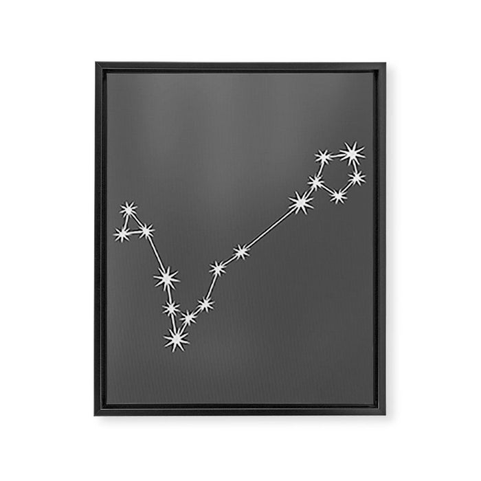 Pisces Zodiac Star Constellation Line Art Grey Framed Canvas Print Gallery Image 1