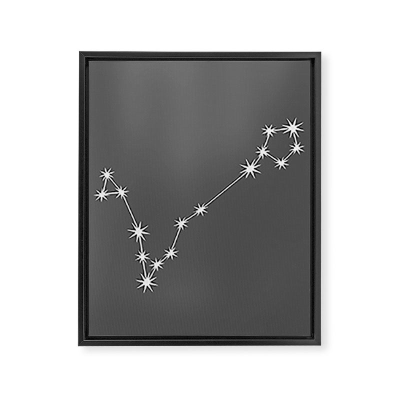 Pisces Zodiac Star Constellation Line Art Grey Framed Canvas Print Gallery Image 8