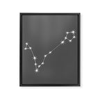 Pisces Zodiac Star Constellation Line Art Grey Framed Canvas Print Gallery Image 8