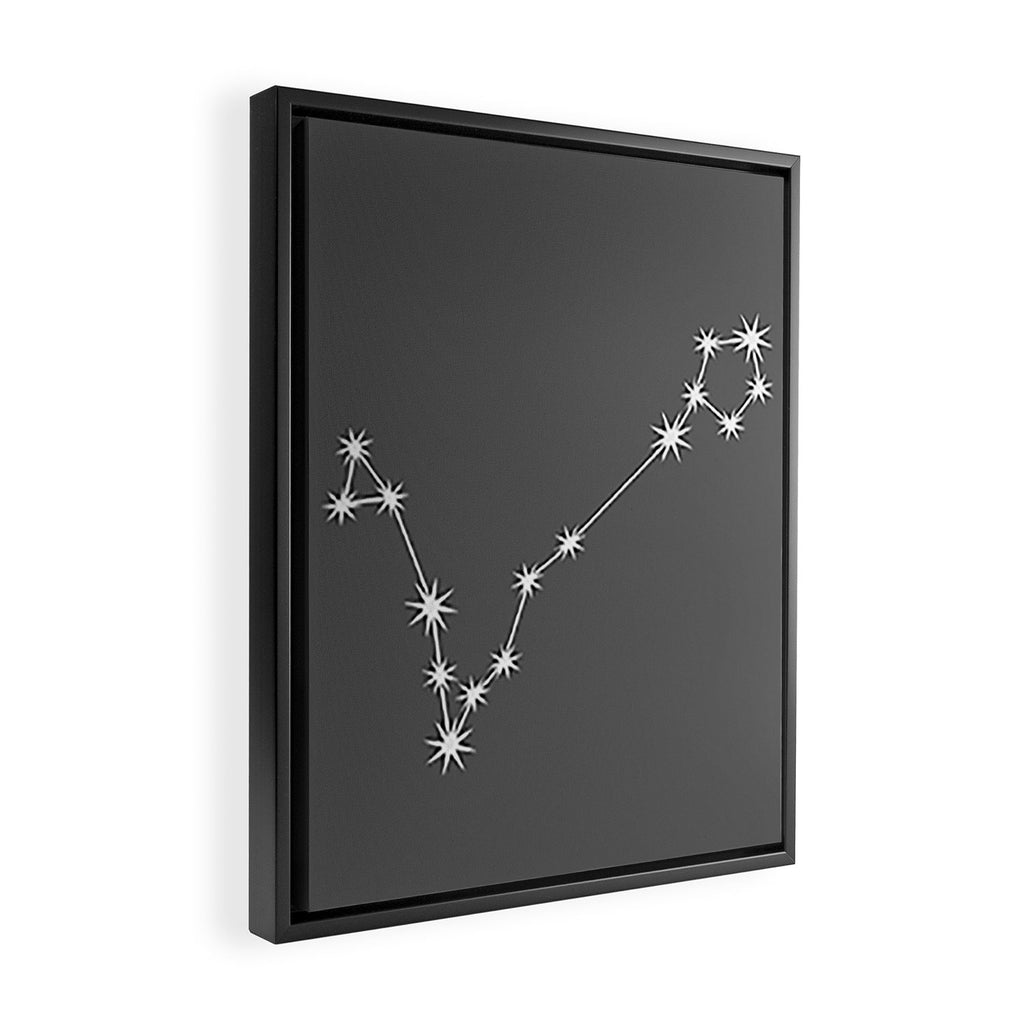 Pisces Zodiac Star Constellation Line Art Grey Framed Canvas Print Gallery Image 2