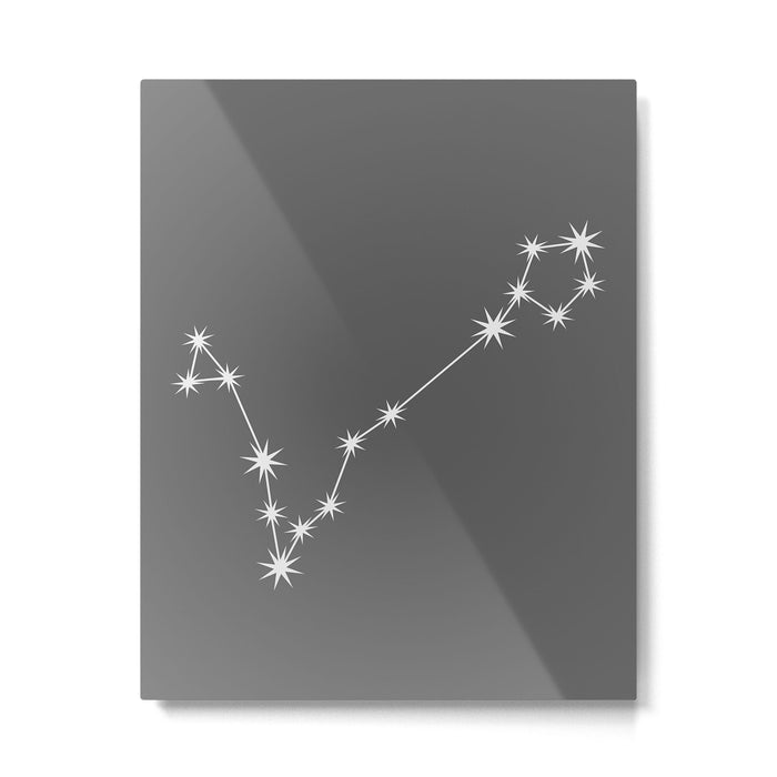 Pisces Zodiac Star Constellation Line Art Grey Metal Print Gallery Image 1