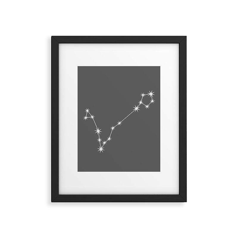Pisces Zodiac Star Constellation Line Art Grey Framed Art Print Gallery Image 6
