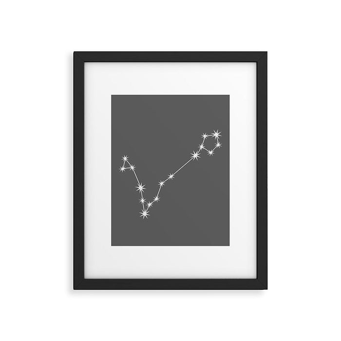 Pisces Zodiac Star Constellation Line Art Grey Framed Art Print Gallery Image 1