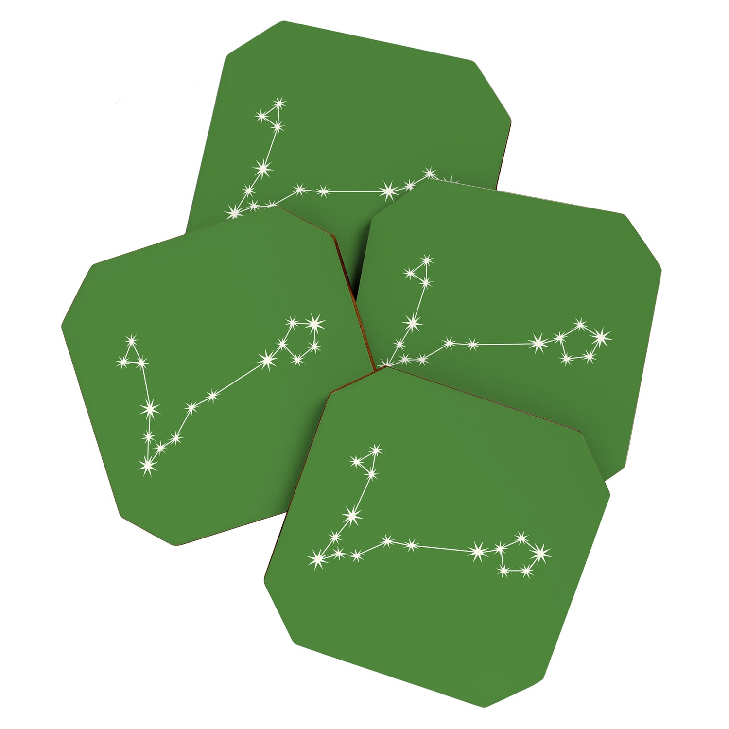 Pisces Zodiac Star Constellation Line Art Kelly Green Coaster Gallery Image 1