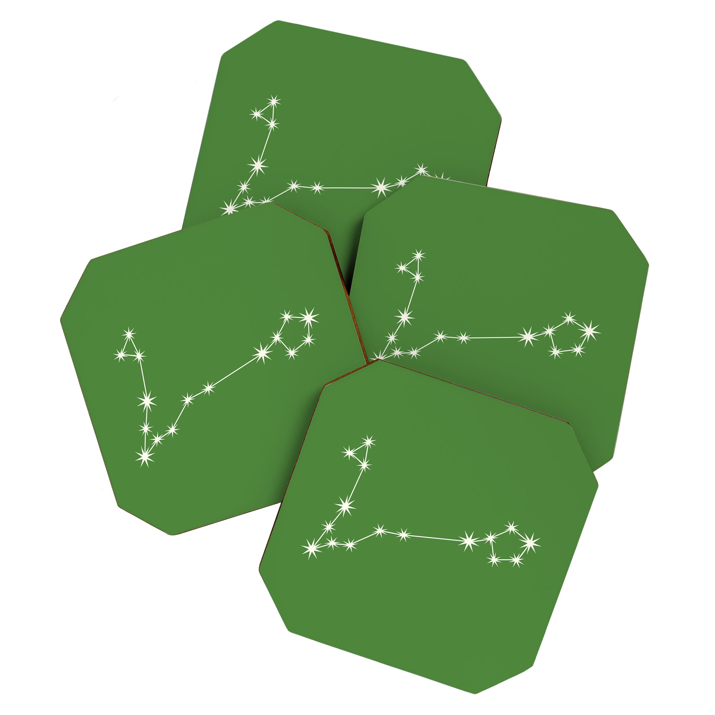 Pisces Zodiac Star Constellation Line Art Kelly Green Coaster Gallery Image 1