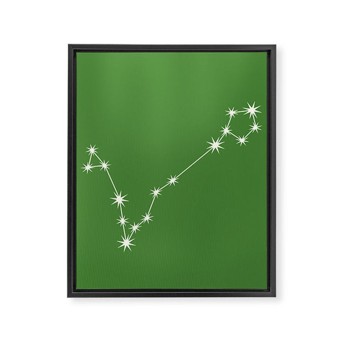 Pisces Zodiac Star Constellation Line Art Kelly Green Framed Canvas Print Gallery Image 1