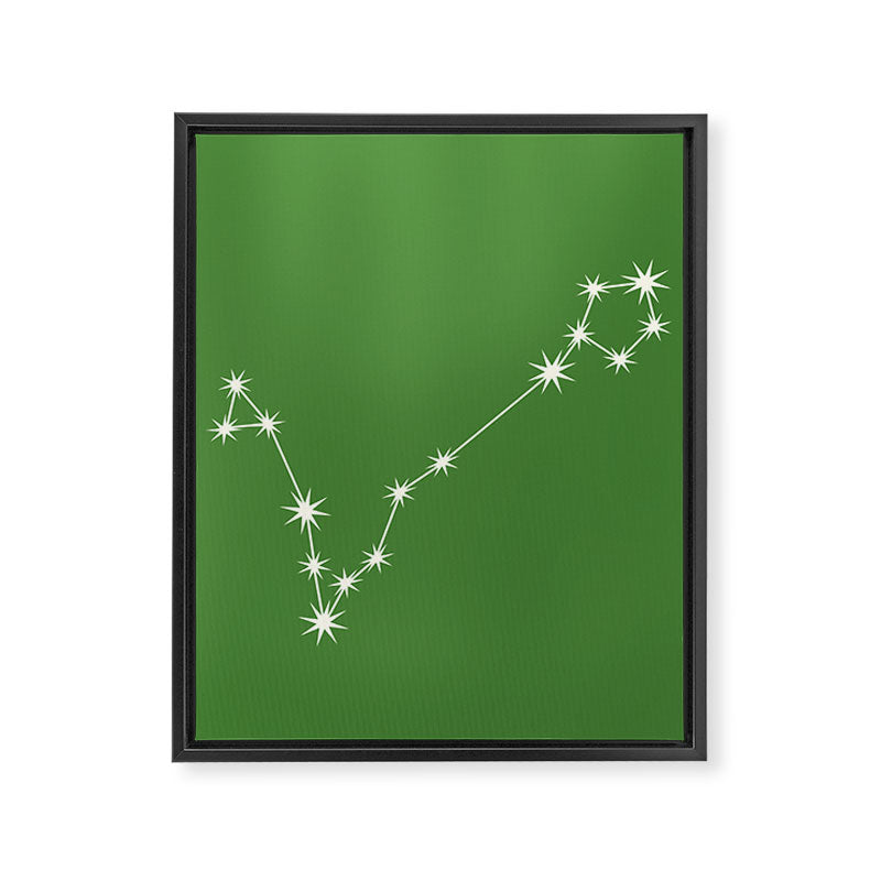Pisces Zodiac Star Constellation Line Art Kelly Green Framed Canvas Print Gallery Image 8