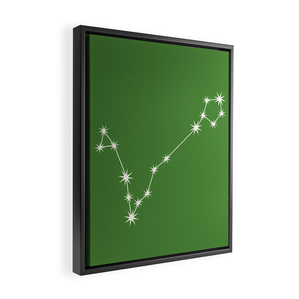Pisces Zodiac Star Constellation Line Art Kelly Green Framed Canvas Print Gallery Image 2