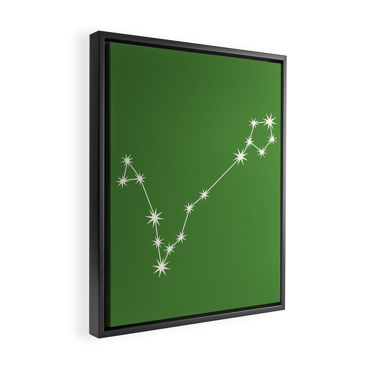 Pisces Zodiac Star Constellation Line Art Kelly Green Framed Canvas Print Gallery Image 2