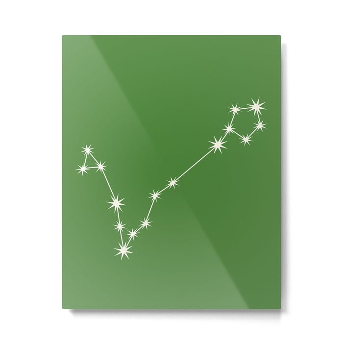 Pisces Zodiac Star Constellation Line Art Kelly Green Metal Print Gallery Image 1