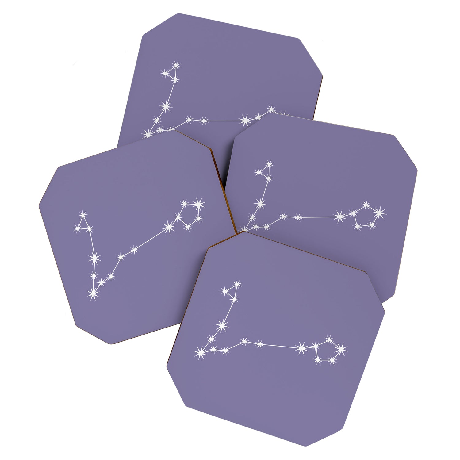 Pisces Zodiac Star Constellation Line Art Lavender Purple Coaster Gallery Image 1