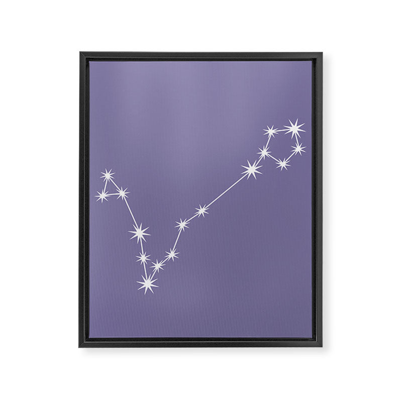 Pisces Zodiac Star Constellation Line Art Lavender Purple Framed Canvas Print Gallery Image 8