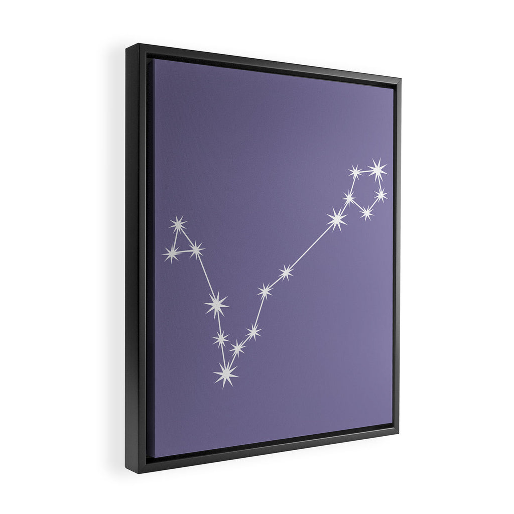 Pisces Zodiac Star Constellation Line Art Lavender Purple Framed Canvas Print Gallery Image 2