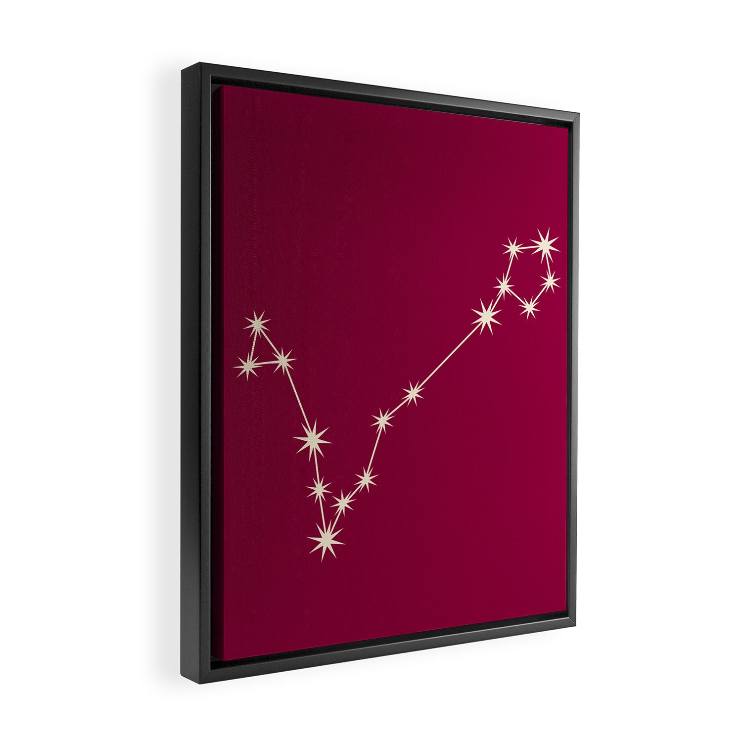Pisces Zodiac Star Constellation Line Art Magenta Pink Framed Canvas Print Gallery Image 2