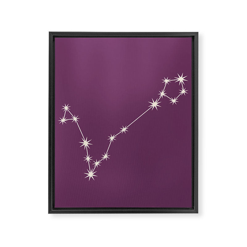 Pisces Zodiac Star Constellation Line Art Mauve Purple Framed Canvas Print Gallery Image 8