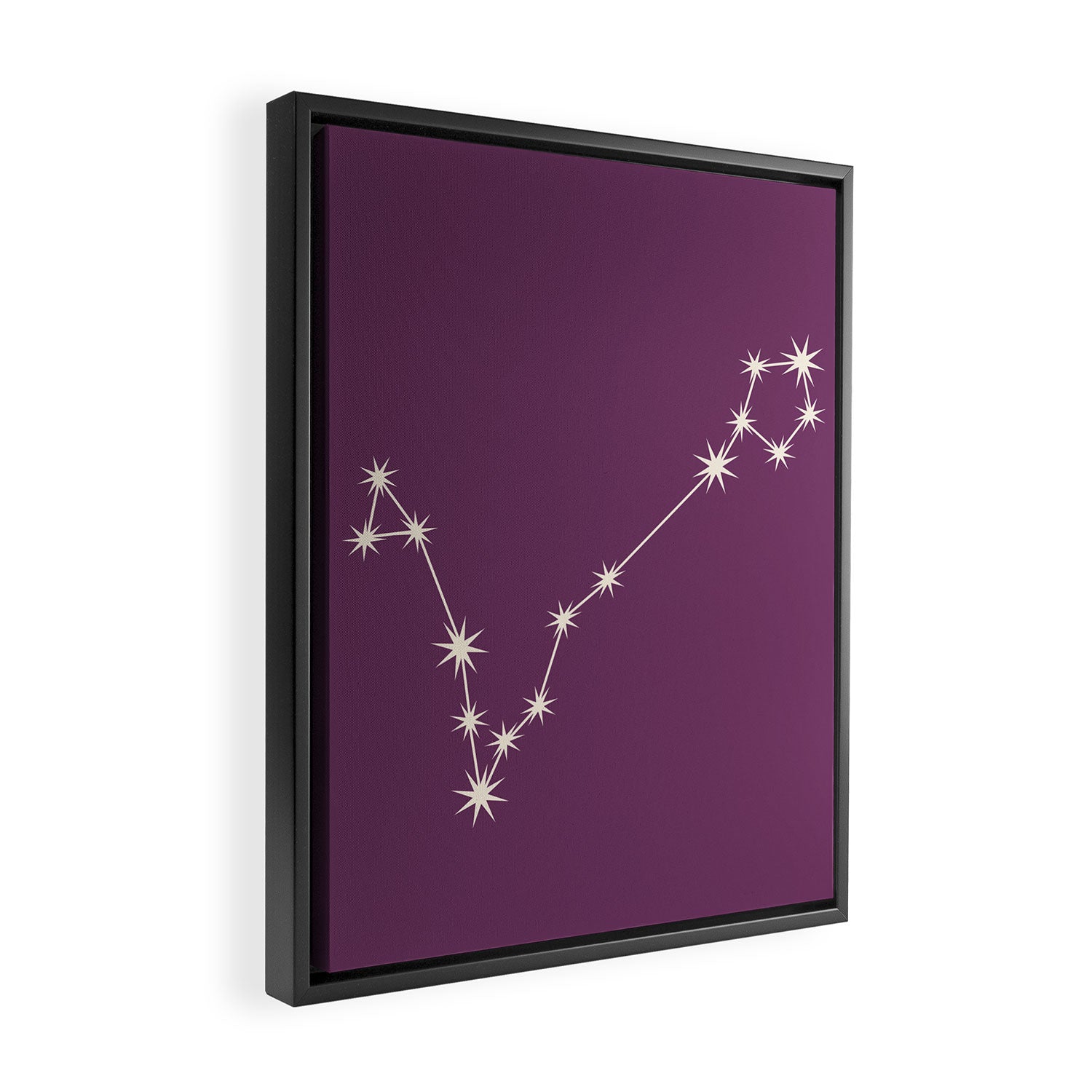 Pisces Zodiac Star Constellation Line Art Mauve Purple Framed Canvas Print Gallery Image 2