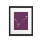 Pisces Zodiac Star Constellation Line Art Mauve Purple Framed Art Print Gallery Image 6