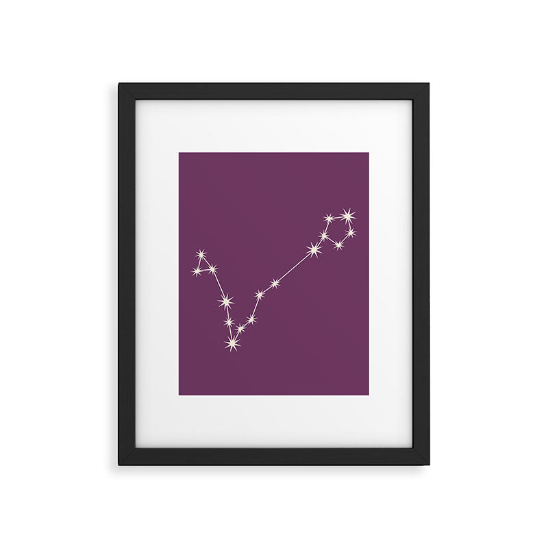 Pisces Zodiac Star Constellation Line Art Mauve Purple Framed Art Print Gallery Image 6