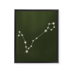 Pisces Zodiac Star Constellation Line Art Moss Green Framed Canvas Print Gallery Image 8