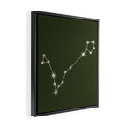 Pisces Zodiac Star Constellation Line Art Moss Green Framed Canvas Print Gallery Image 2