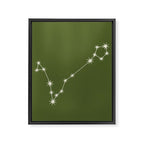 Pisces Zodiac Star Constellation Line Art Olive Green Framed Canvas Print Gallery Image 8