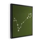Pisces Zodiac Star Constellation Line Art Olive Green Framed Canvas Print Gallery Image 2