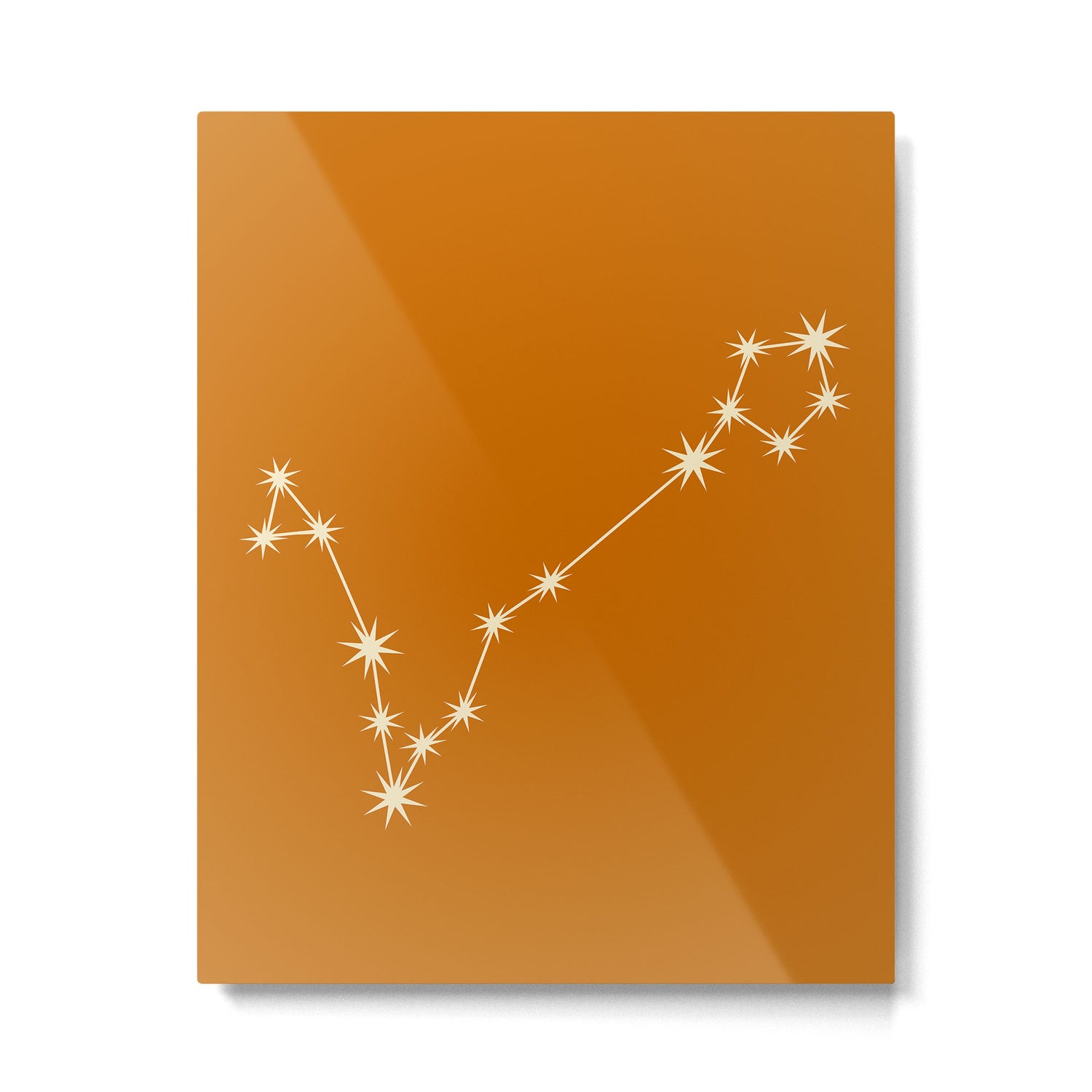 Pisces Zodiac Star Constellation Line Art Orange Metal Print Gallery Image 6