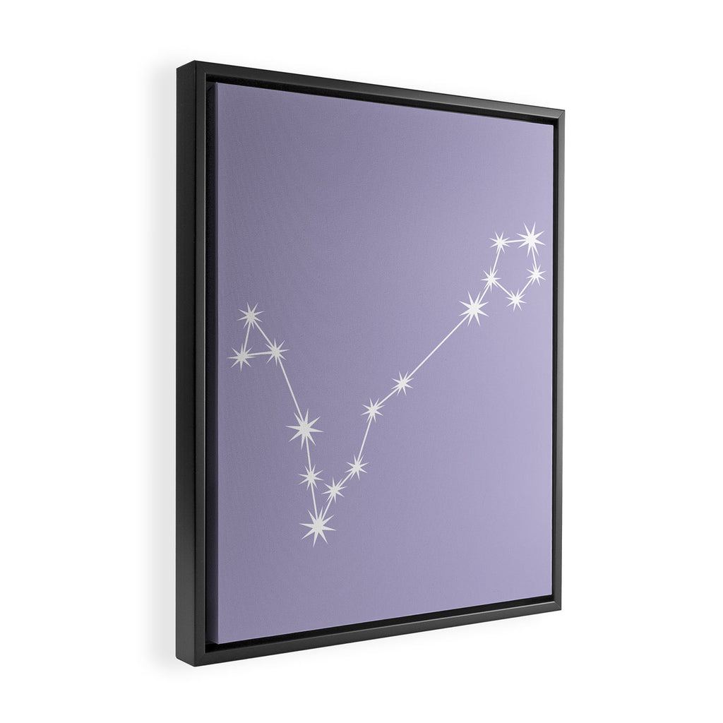 Pisces Zodiac Star Constellation Line Art Pastel Lavender Framed Canvas Print Gallery Image 2