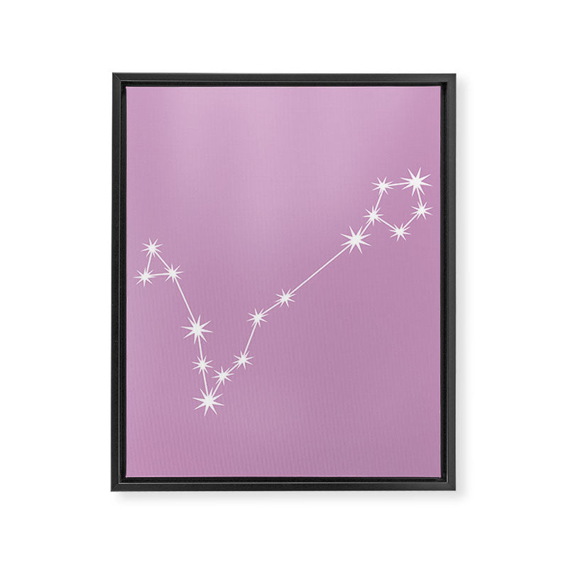 Pisces Zodiac Star Constellation Line Art Pastel Lilac Framed Canvas Print Gallery Image 8