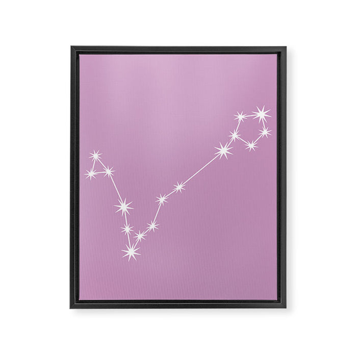 Pisces Zodiac Star Constellation Line Art Pastel Lilac Framed Canvas Print Gallery Image 1